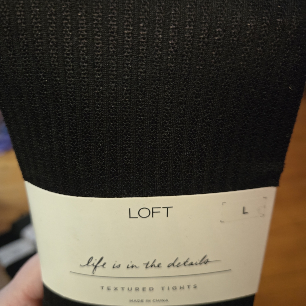 LOFT Black Textured Tights